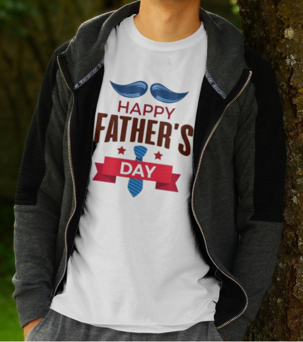 Happy Father's Day Blue Mustache And Tie T-Shirt