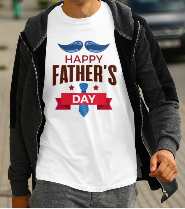 Happy Father's Day Blue Mustache And Tie T-Shirt