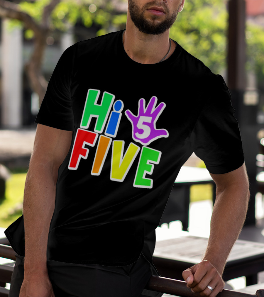 Hi Five Birthday Kids Boys And Girls Colorful Handprint T-Shirt