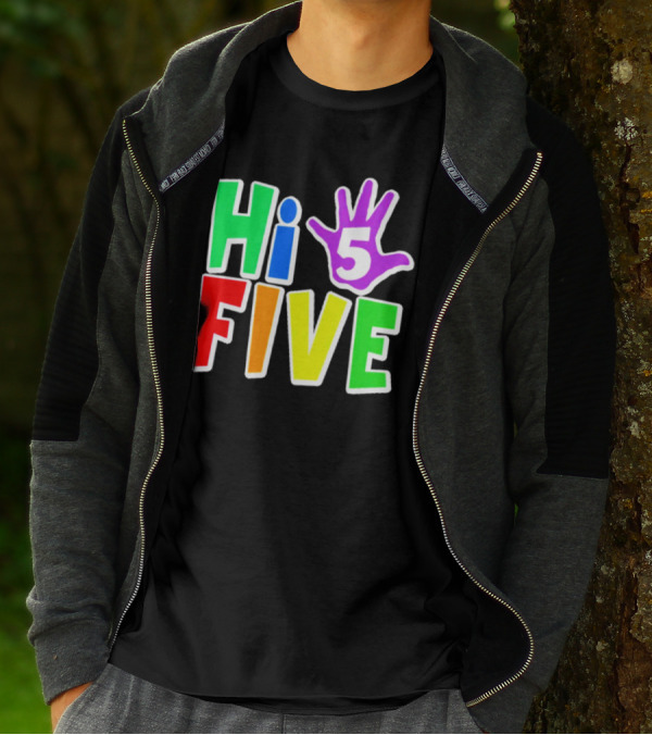 Hi Five Birthday Kids Boys And Girls Colorful Handprint T-Shirt