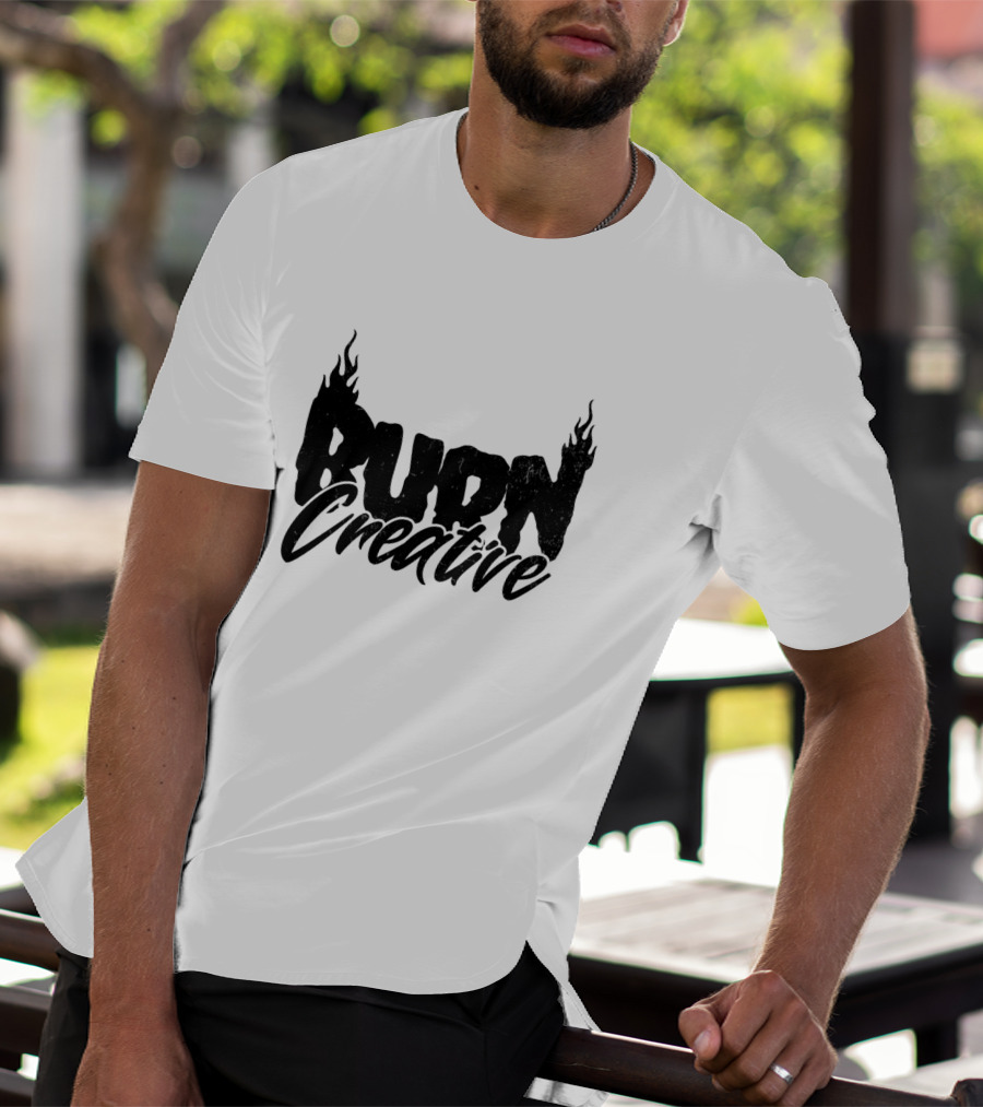 Burn Creative Flame Text T-Shirt