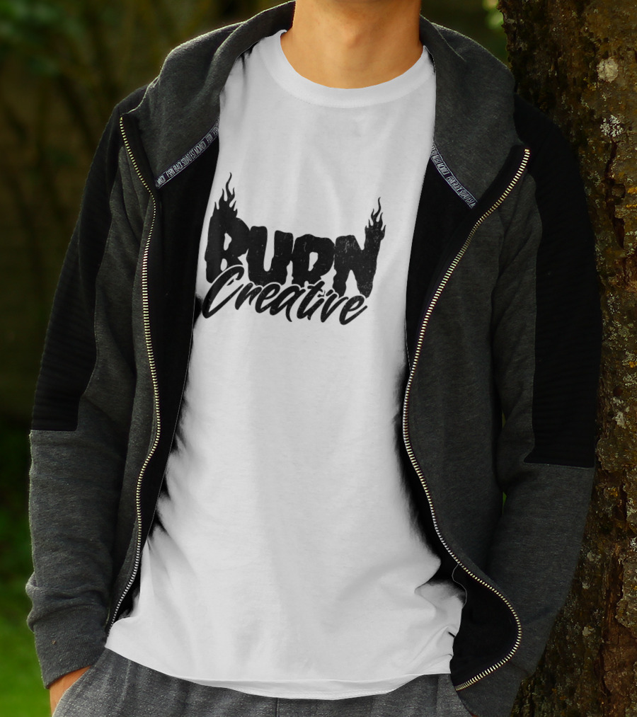 Burn Creative Flame Text T-Shirt