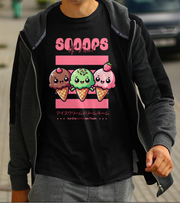 Scoops Of Fun Ice Cream Dream Team Kawaii Cones T-Shirt
