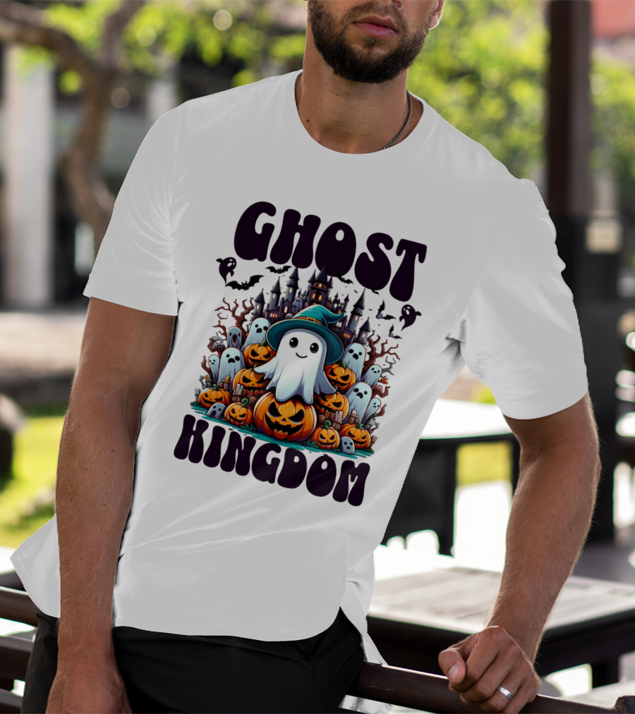 Ghost Kingdom Halloween Ghosts And Pumpkins Witches Hat Haunted Castle T-Shirt