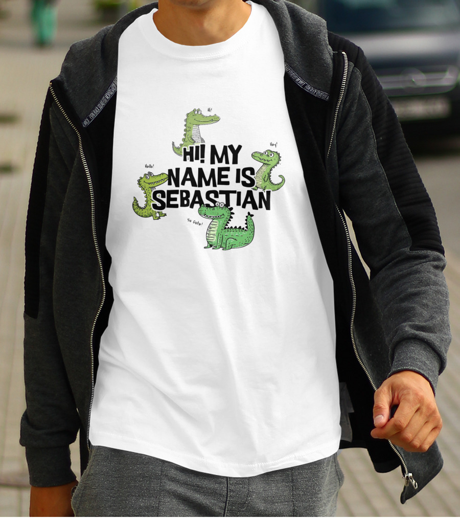 Hi My Name Is Sebastian Crocodile Greetings T-Shirt