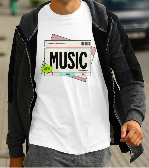 NEW MUSIC LISTENING TO YOUR FAVORITE MUSIC PLAY RECORD STOP KITTLDESIGN T-Shirt