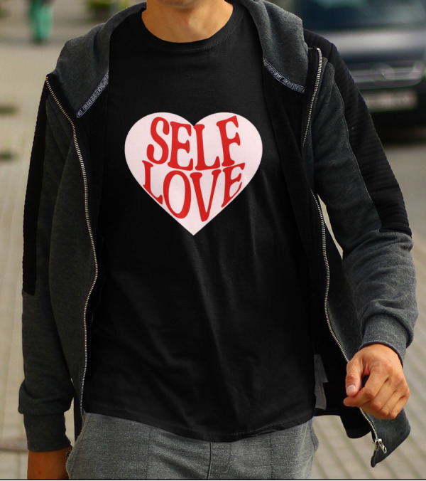 SELF LOVE Heart Retro Bold Typography T-Shirt