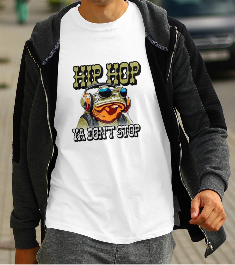 Hip Hop Frog Ya Don't Stop With Headphones T-Shirt