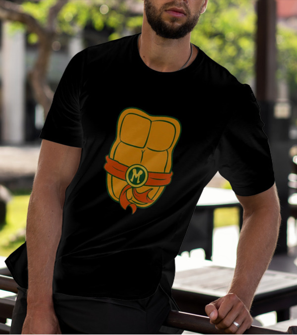 Michaelangelo Chest Teenage Mutant Ninja Turtle Belt Emblem T-Shirt