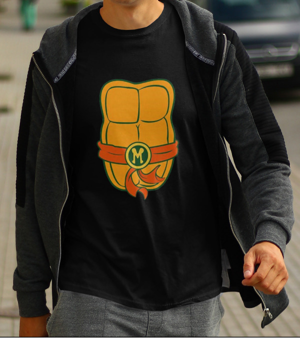 Michaelangelo Chest Teenage Mutant Ninja Turtle Belt Emblem T-Shirt