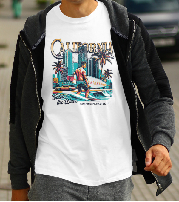 California Catch The Waves Surfing Paradise Miami T-Shirt