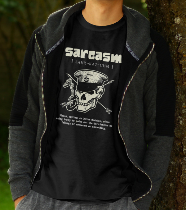 Sarcasm Sahr-Kaz-Uhm Skull Smoking Pipe Definition T-Shirt