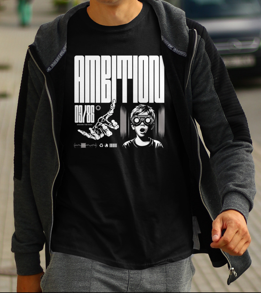 AMBITION 03/86 Embrace The Dawn Child With Goggles And Robotic Hand T-Shirt