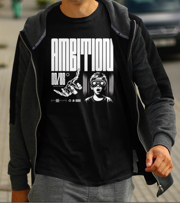 AMBITION 03/86 Embrace The Dawn Child With Goggles And Robotic Hand T-Shirt