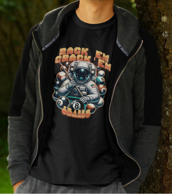 Rack 'Em Crack 'Em 8 Balls Astronaut T-Shirt