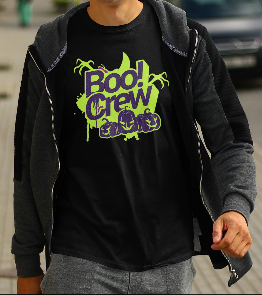 Boo Crew Halloween Pumpkins With Spooky Moon And Trees T-Shirt