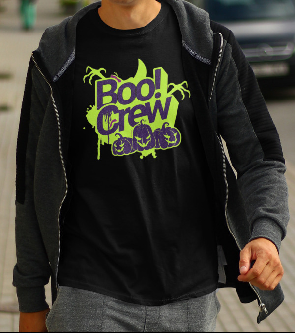 Boo Crew Halloween Pumpkins With Spooky Moon And Trees T-Shirt