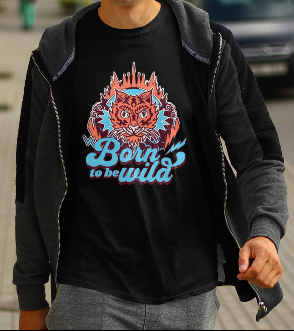 Born To Be Wild Tiger Vintage Style Retro Lightning Burst T-Shirt
