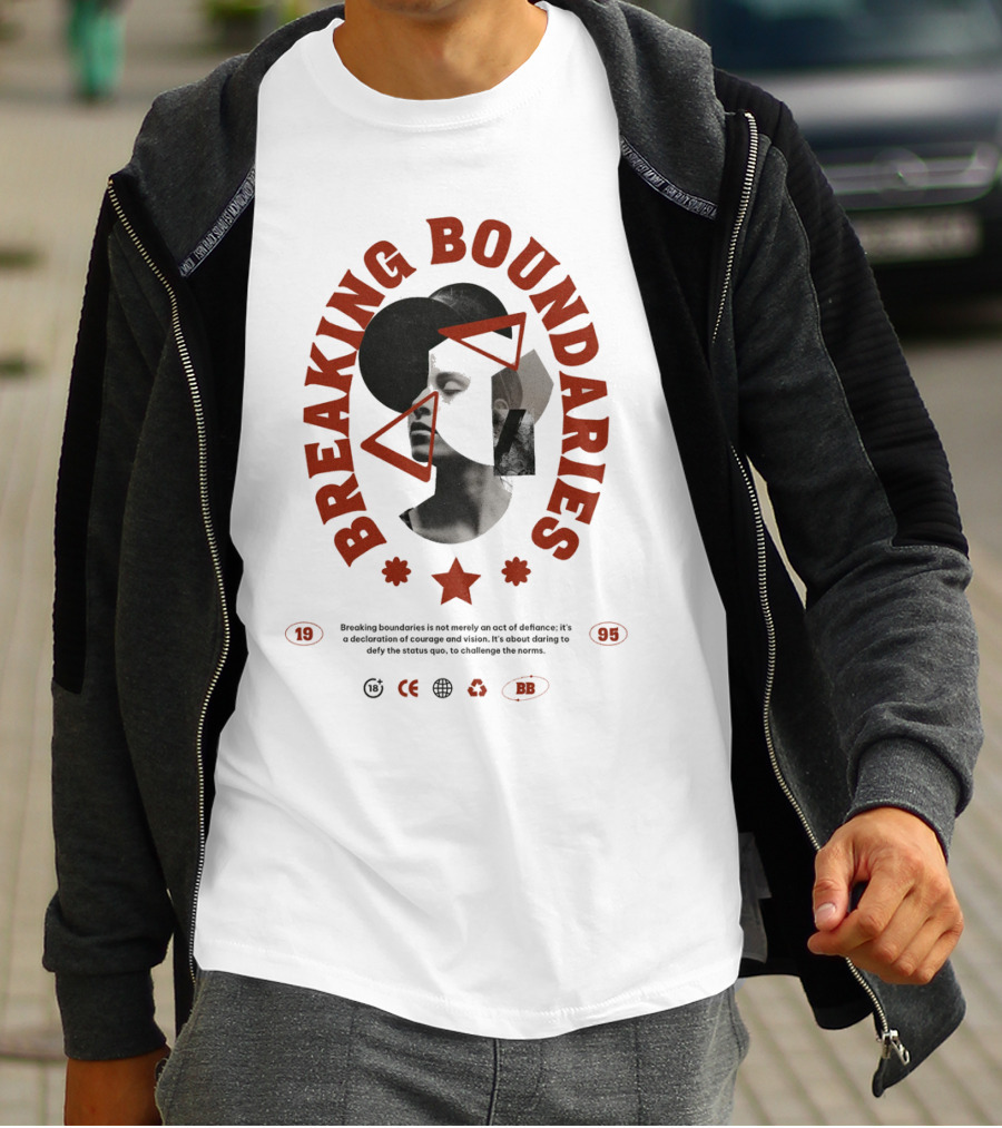 Breaking Boundaries 1995 Triangles Stars Collage T-Shirt