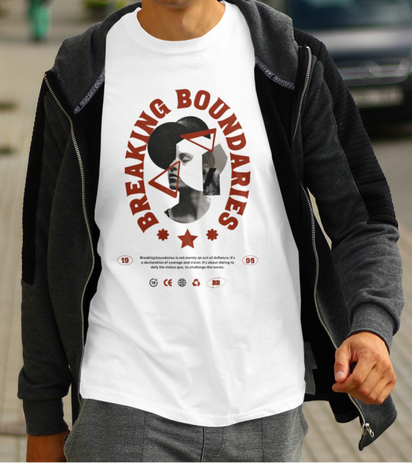 Breaking Boundaries 1995 Triangles Stars Collage T-Shirt