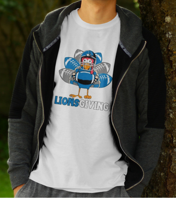 Lionsgiving Detroit Lions Thanksgiving Turkey Football T-Shirt