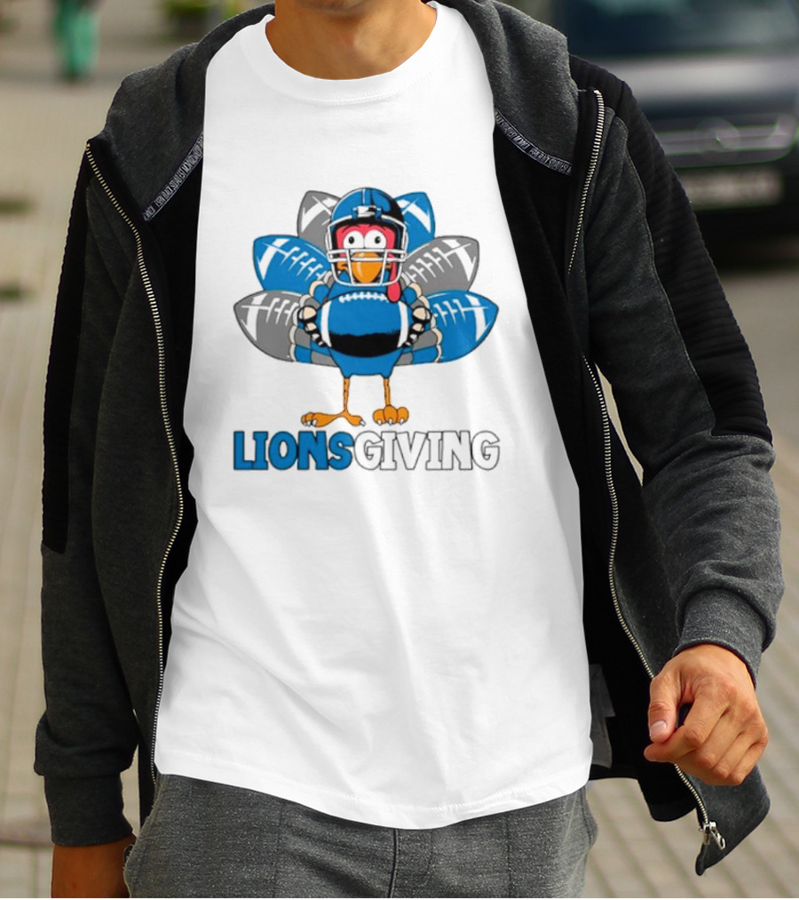 Lionsgiving Detroit Lions Thanksgiving Turkey Football T-Shirt