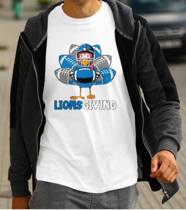 Lionsgiving Detroit Lions Thanksgiving Turkey Football T-Shirt