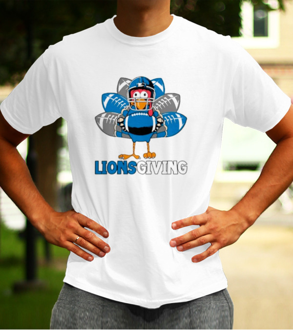 Lionsgiving Detroit Lions Thanksgiving Turkey Football T-Shirt