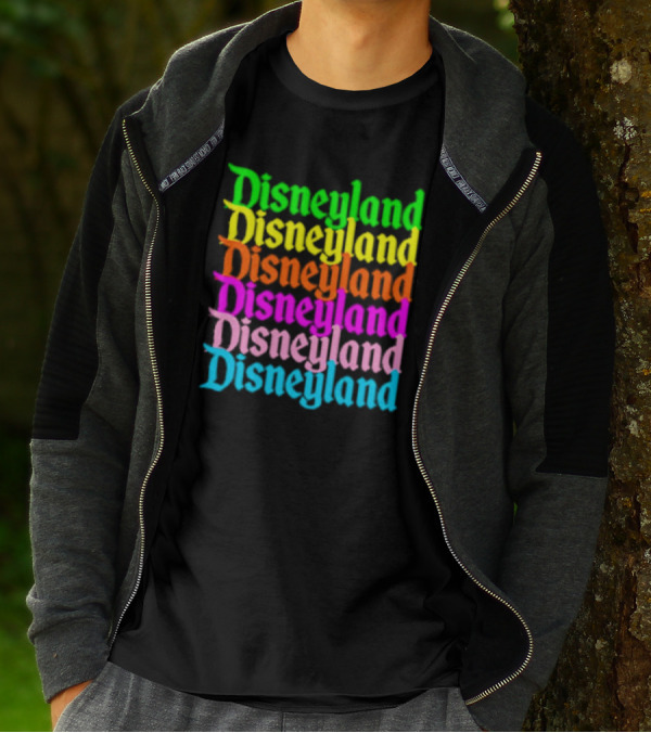 Disneyland Rainbow Multicolor Text Stacked T-Shirt