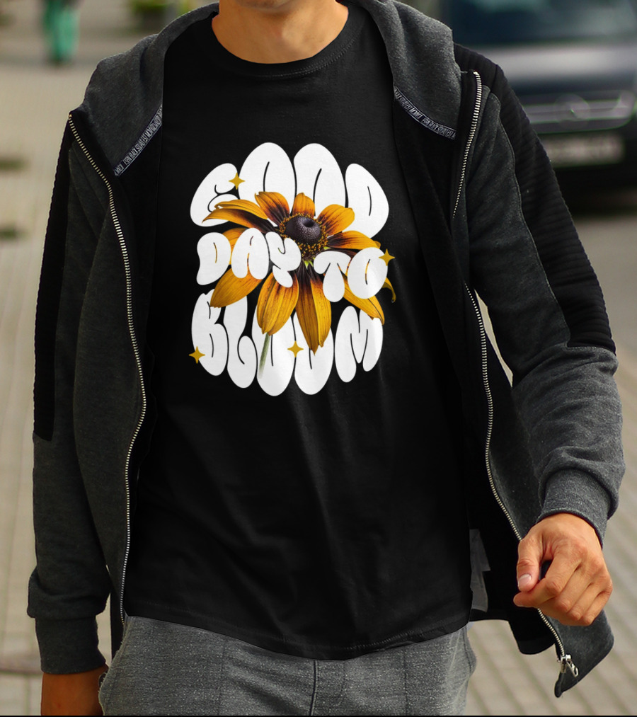 Good Day To Bloom Flower With Petals And Stars T-Shirt
