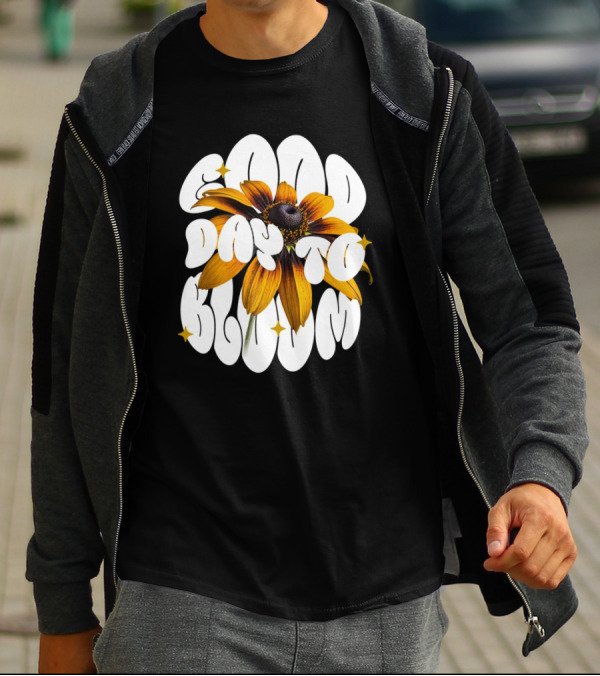Good Day To Bloom Flower With Petals And Stars T-Shirt