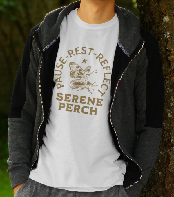Pause Rest Reflect Serene Perch Butterfly And Star T-Shirt