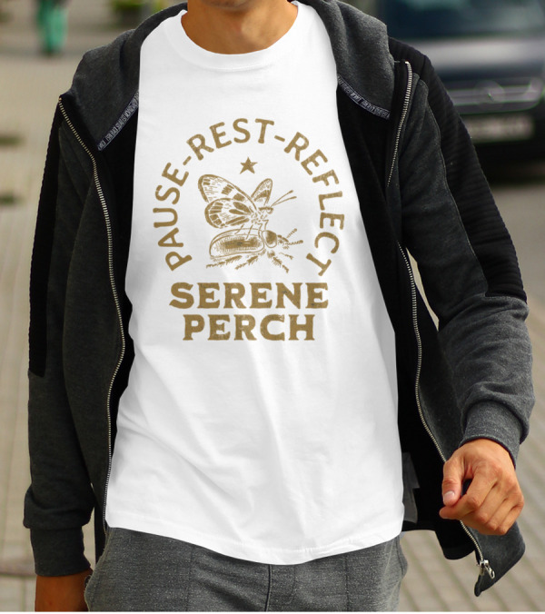 Pause Rest Reflect Serene Perch Butterfly And Star T-Shirt
