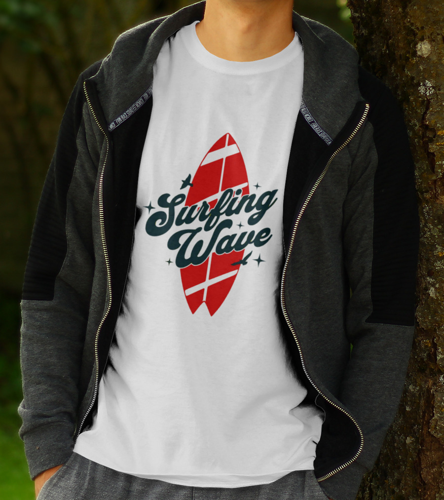 Surfing Wave Red Surfboard T-Shirt