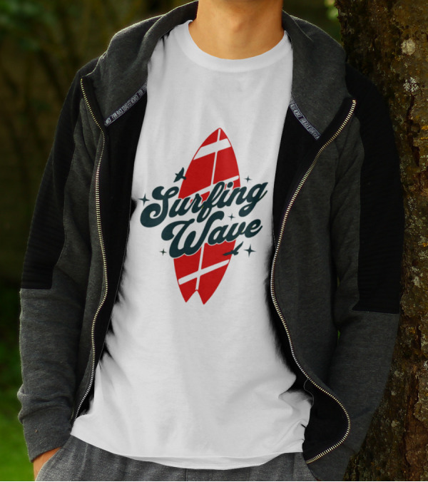 Surfing Wave Red Surfboard T-Shirt