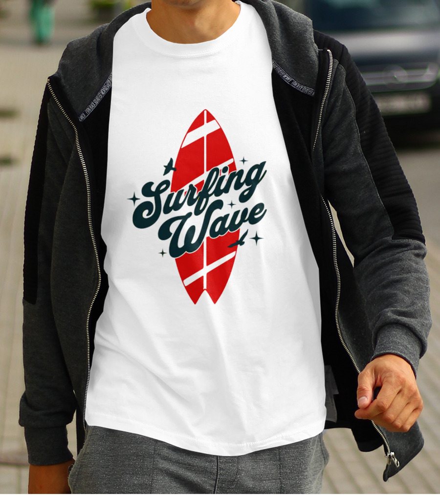 Surfing Wave Red Surfboard T-Shirt