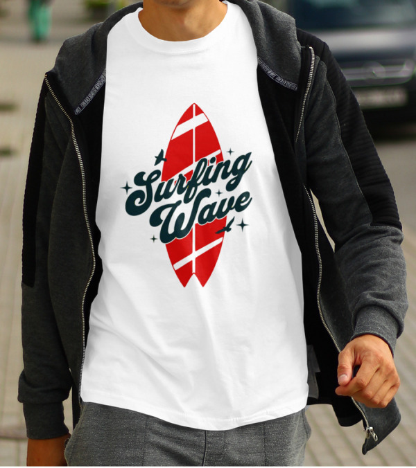 Surfing Wave Red Surfboard T-Shirt