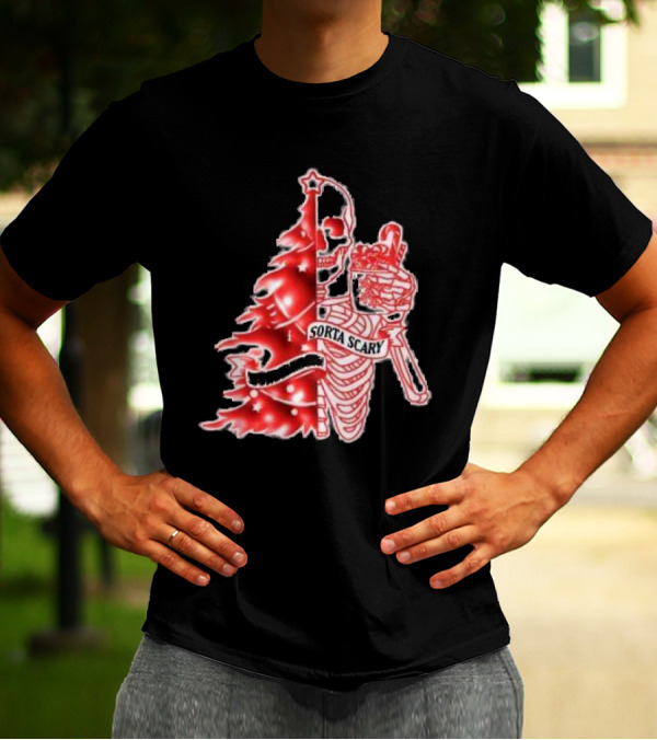 Skeleton Sorta Merry Sorta Scary Christmas Tree Splittinwigz T-Shirt