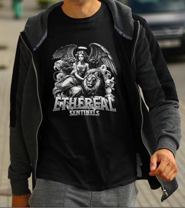 ETHEREAL SENTINELS Angel And Lion T-Shirt