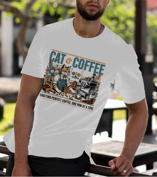 CAT And COFFEE Crafting Perfect Coffee One Paw At A Time T-Shirt