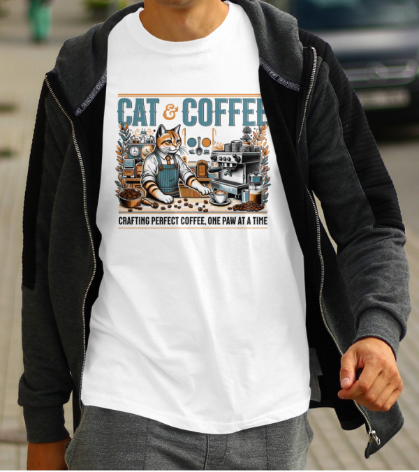 CAT And COFFEE Crafting Perfect Coffee One Paw At A Time T-Shirt