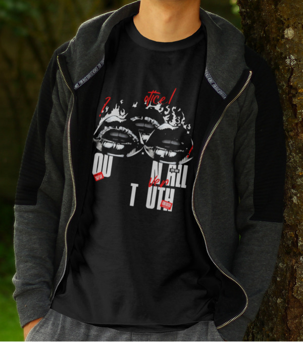 Out Veril Truth Notice Lips Question Flames T-Shirt