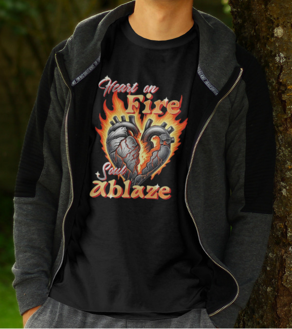 Heart On Fire Soul Ablaze Fiery Heart T-Shirt