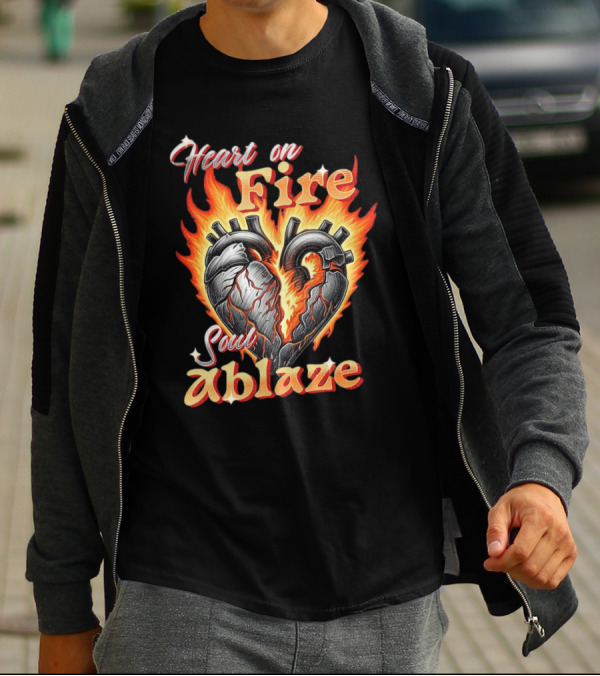 Heart On Fire Soul Ablaze Fiery Heart T-Shirt