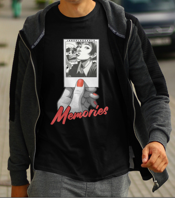 Irreplaceable Memories Polaroid With Skull Kiss T-Shirt