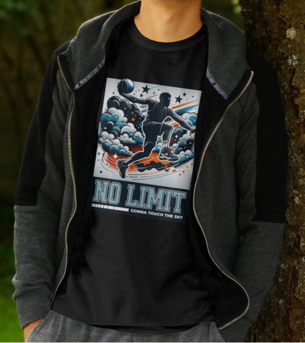 NO LIMIT GONNA TOUCH THE SKY Basketball Player Dynamic Clouds And Stars T-Shirt