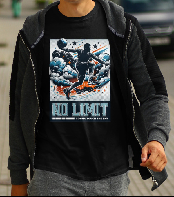 NO LIMIT GONNA TOUCH THE SKY Basketball Player Dynamic Clouds And Stars T-Shirt