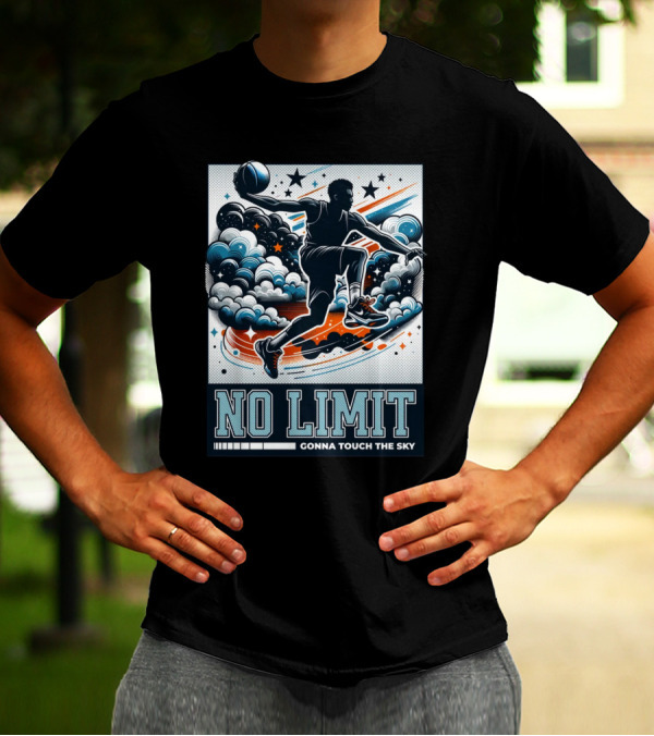 NO LIMIT GONNA TOUCH THE SKY Basketball Player Dynamic Clouds And Stars T-Shirt