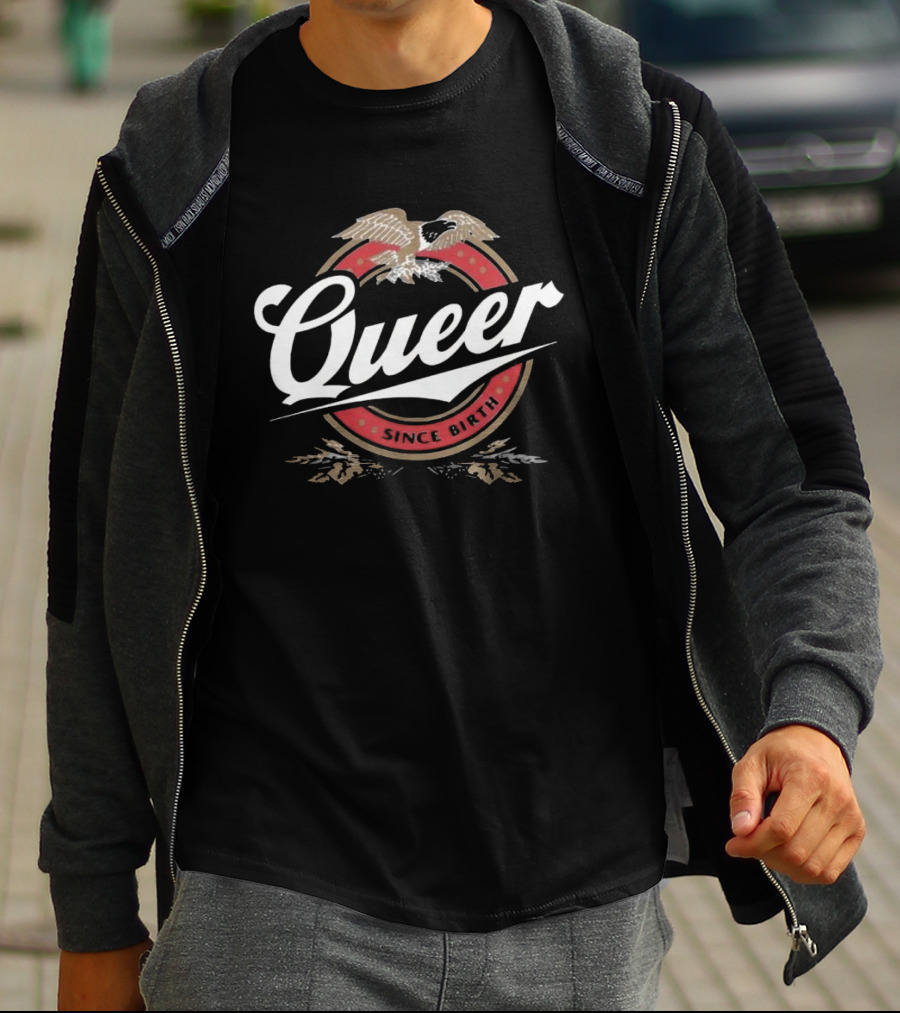 Queer Since Birth Retro Eagle Emblem T-Shirt