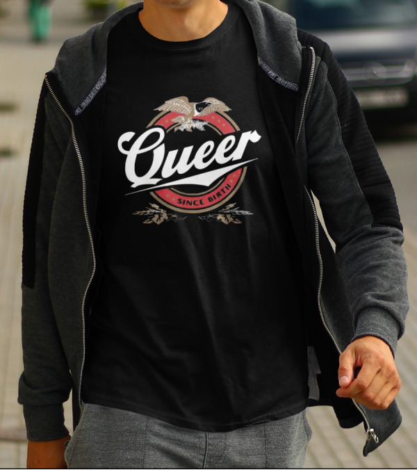 Queer Since Birth Retro Eagle Emblem T-Shirt